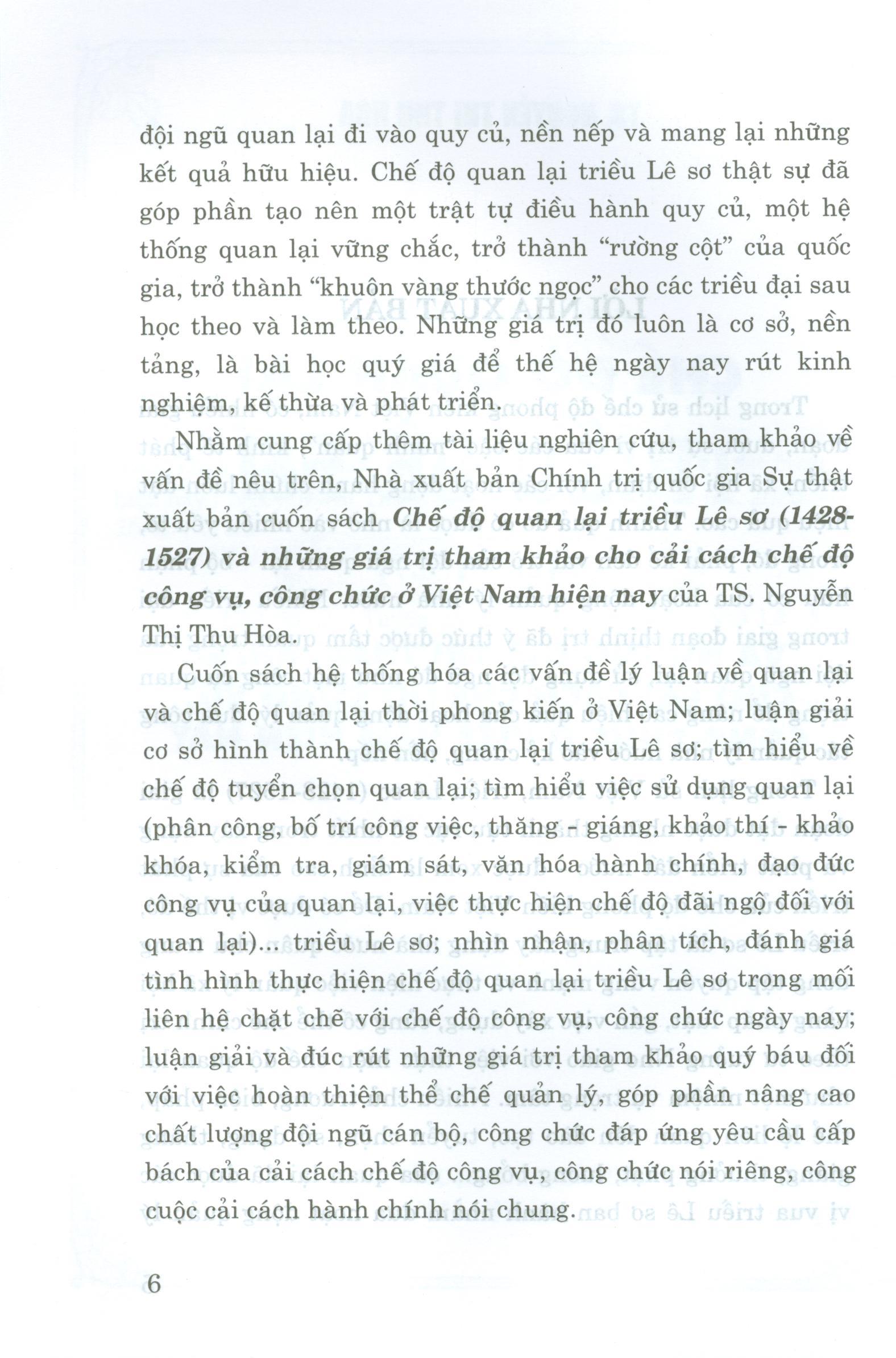 Chế Độ Quan Lại Triều Lê Sơ (1428-1527) Và Những Giá Trị Tham Khảo Cho Cải Cách Chế Độ Công Vụ, Công Chức Ở Việt Nam Hiện Nay