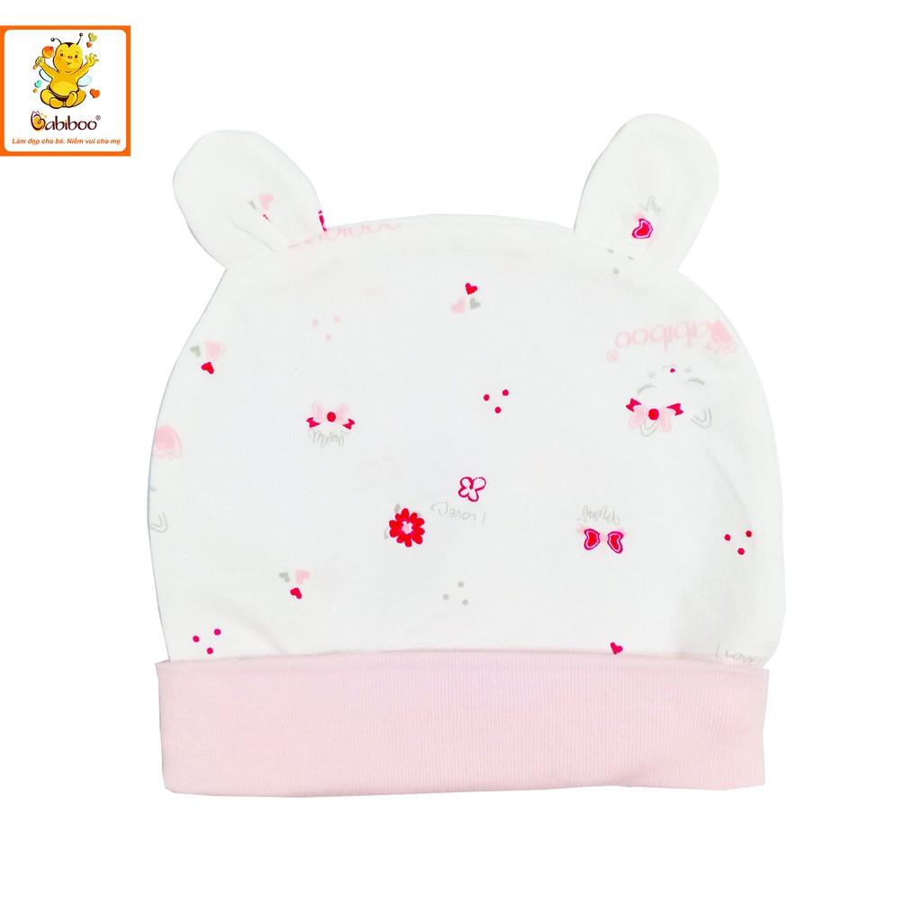 Sơ sinh-Nón cotton họa tiết xinh xắn BABIBOO - BB83N