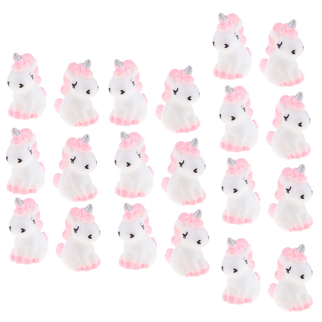 20 Mini Nhựa Dễ Thương Kỳ Lân Tượng Thu Nhỏ Vườn Cổ Tích Đồ Trang Trí Màu Hồng