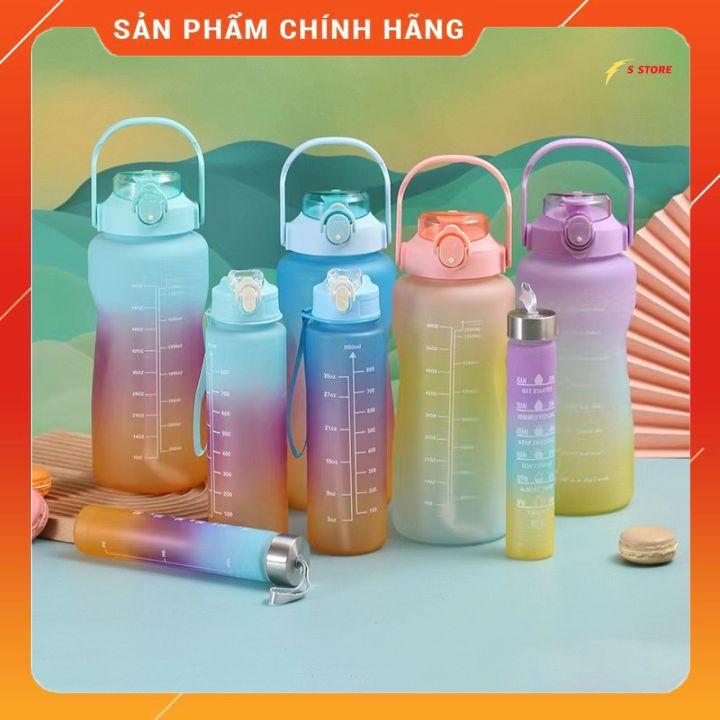 Set 3 Bình Nước Nhắc Nhở Dung Tích 2000ml 900ml và 400ml Nhiều Màu Sắc Tiện Lợi 3 in 1