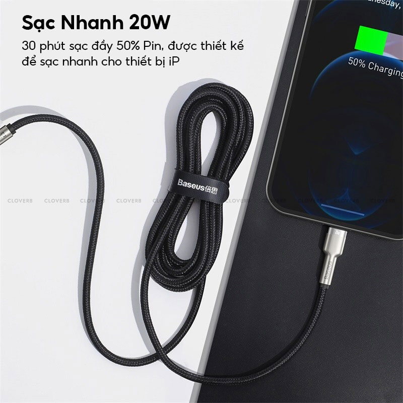 Dây Sạc Nhanh 20w Baseus Cafule Series Metal Data Cable Type-c To Ip Cho iPhone | Hàng Chính Hãng