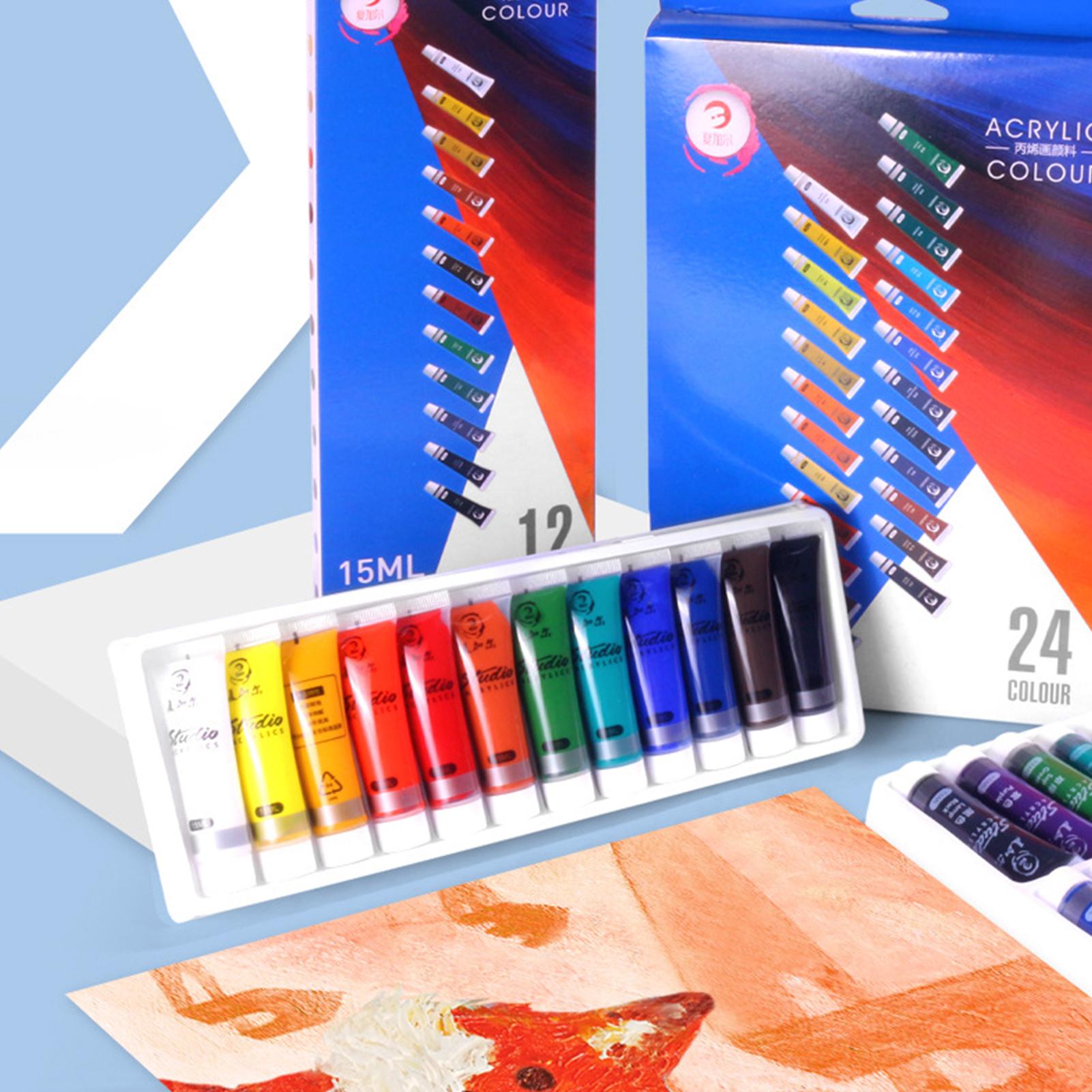Paint Set 15ml Each Tube Waterproof Rich Pigments 24 Colors Art Supplies for Artist Painter DIY Wall Painting Crafts