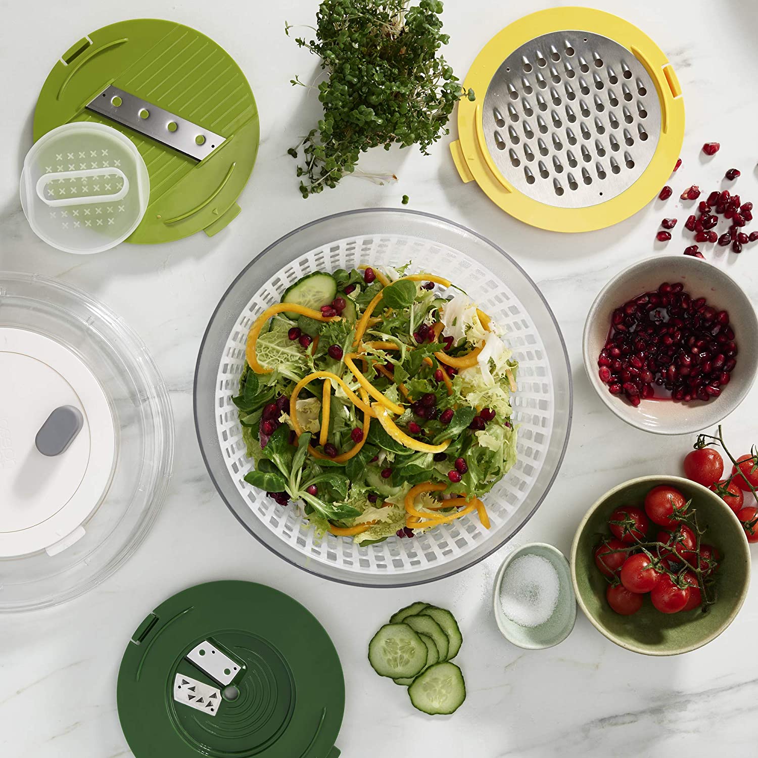 Rổ quay rau Joseph Joseph 20154 Multi-Prep 4-in-1 Salatzubereitungs-Set - Mehrfarbig VE 2 Hàng Chính Hãng