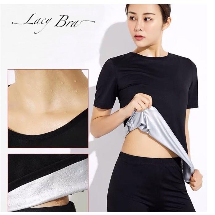 Áo Giữ Nhiệt Đổ Mồ Hôi Dáng Phông Ngắn Tay Hỗ Trợ Giảm Mỡ Vùng Bụng, Lưng, Bắp Tay Hiệu Quả Khi Tập Thể Dục