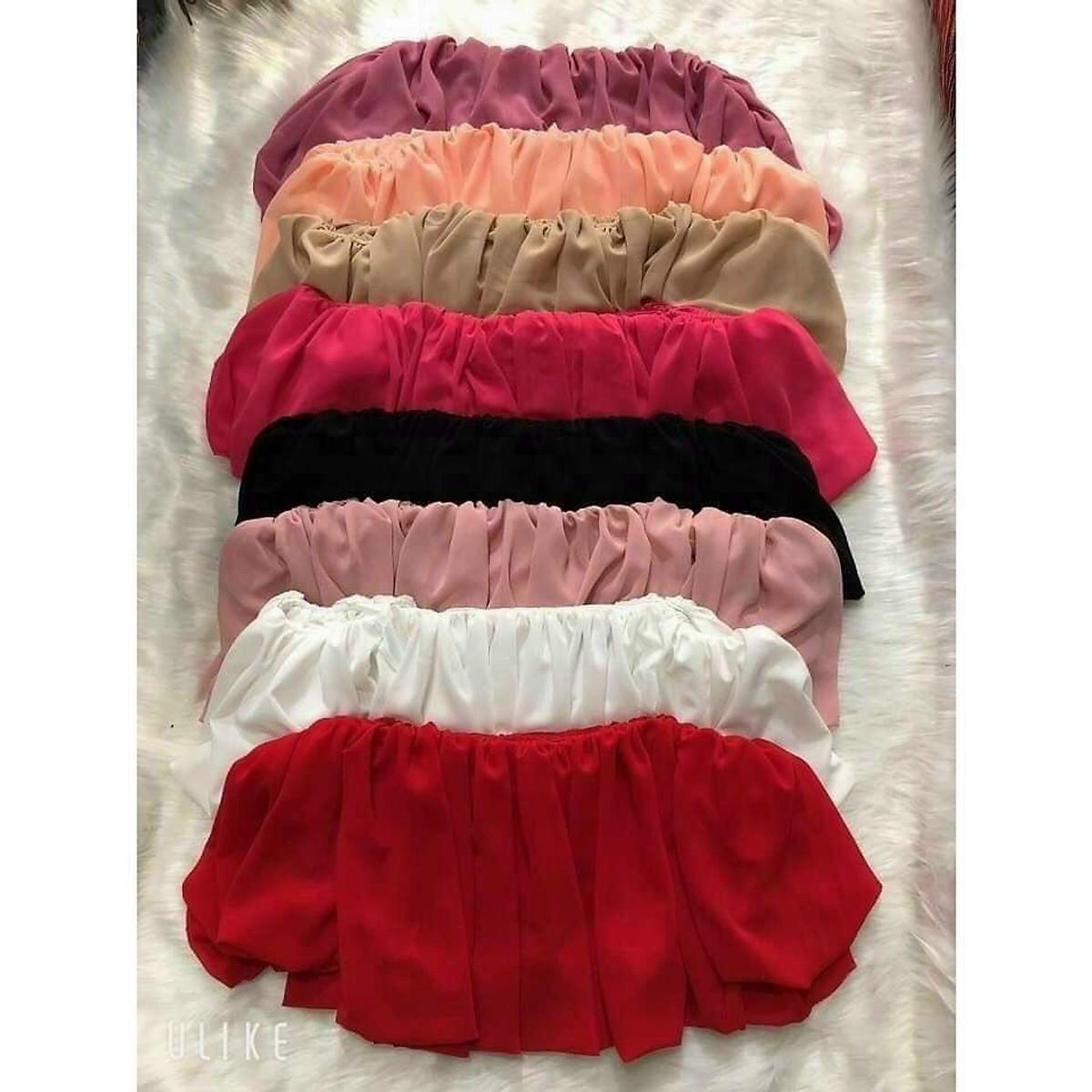 Áo croptop trễ vai 2 lớp