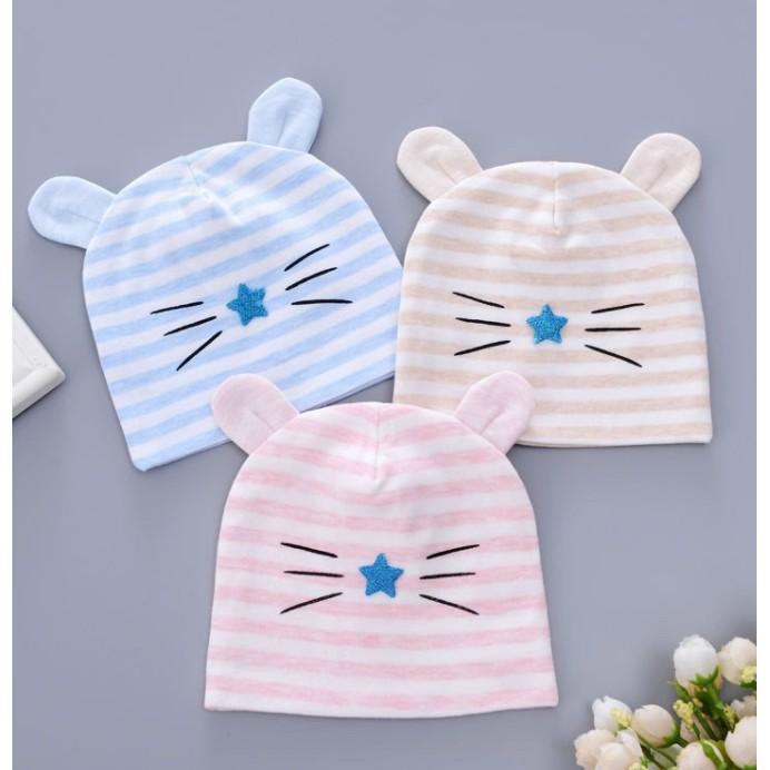 Mũ sơ sinh, nón sơ sinh chất cotton nhiều mầu dành cho bé cực an toàn nhiều mẫu lựa trọn 0-12 tháng