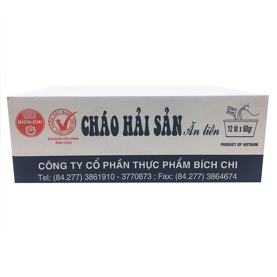 Thùng 12 Tô Cháo Hải Sản Bích Chi 60g