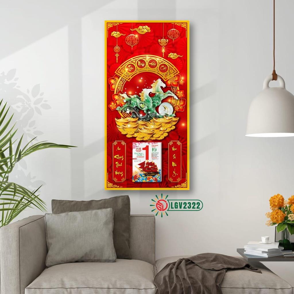Lịch gỗ treo tường Song Mã Cát Tường IMWI LGV2322