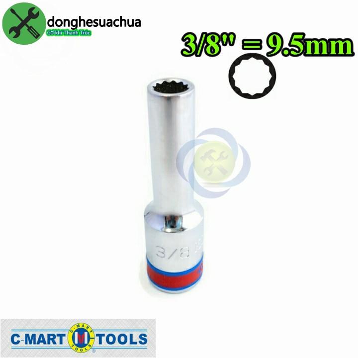 Tuýp 3/8 hệ inch 1/2 Kingtony 423012S loại dài 12 cạnh màu trắng 9.5mm