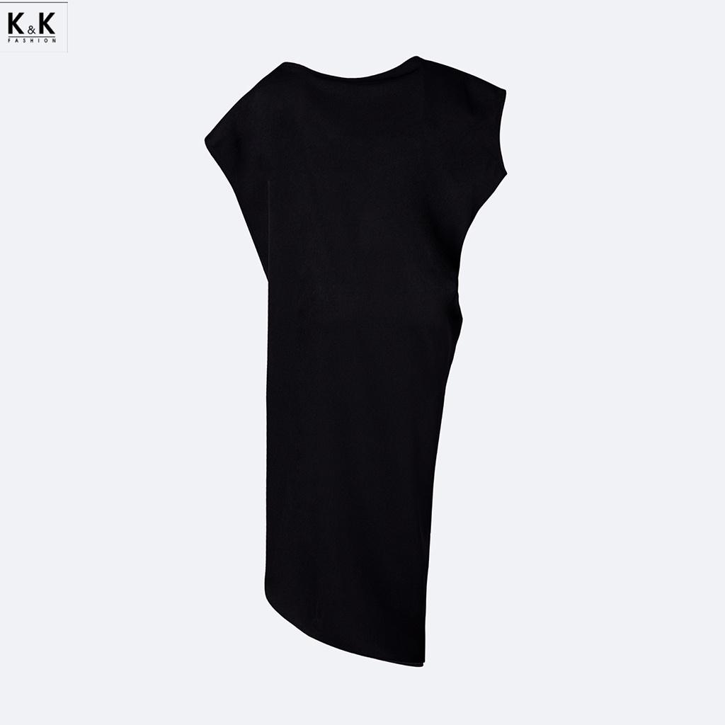 Đầm Lụa Màu Đen Dáng Suông K&amp;K Fashion KK130-17 Màu Đen Chất Liệu Lụa