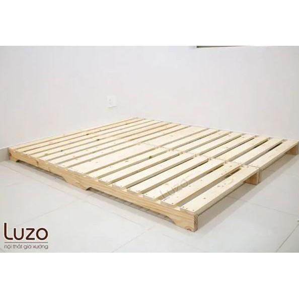 Giường Pallet Luzo 1m2 x 2m gỗ thông sấy nhập khẩu mới 100% (chân cao 10cm