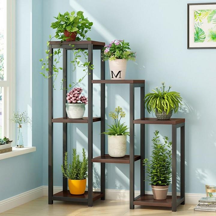 Kệ để chậu hoa cây cảnh 7 ô khung thép - Kệ trang trí nhà cửa 65x23x90cm