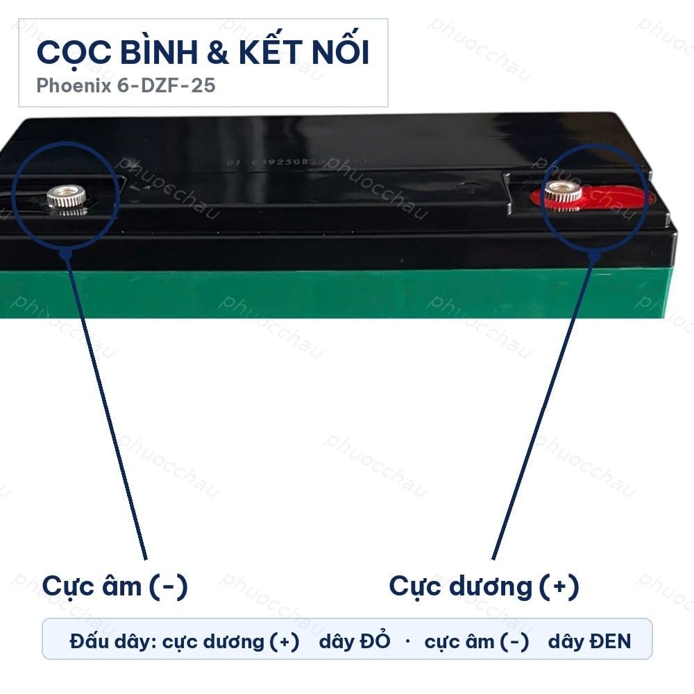 Ắc Quy Phoenix 6-DZF-25 (12V 25Ah) Cho Xe Đạp Điện, Xe Máy Điện