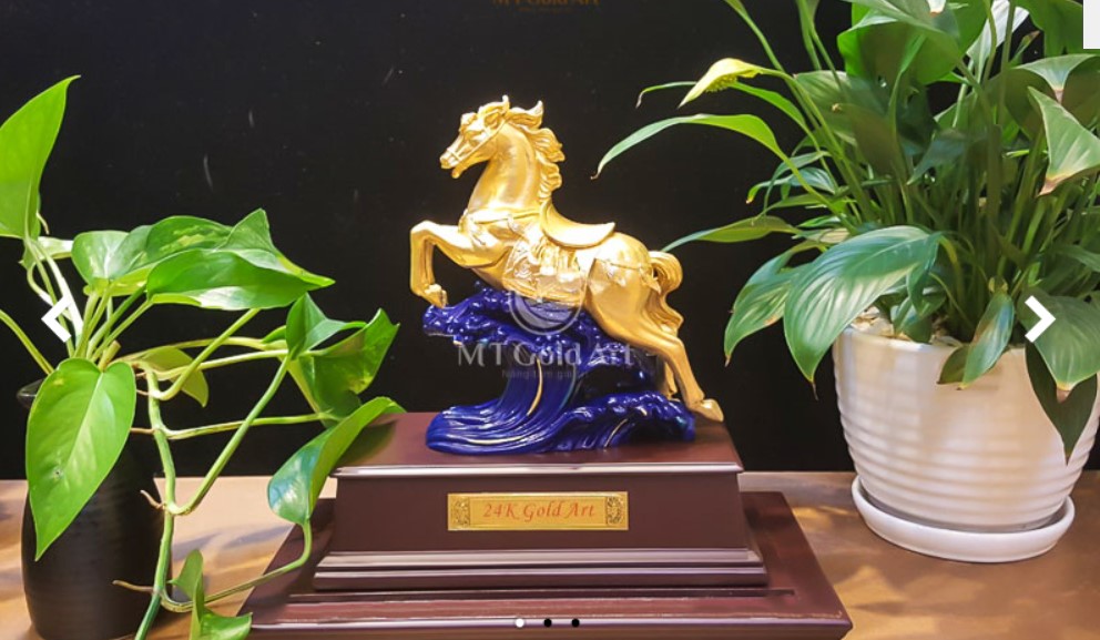 Tượng ngựa dát vàng MT Gold Art- Hàng chính hãng, trang trí nhà cửa, phòng làm việc, quà tặng sếp, đối tác, khách hàng, tân gia, khai trương