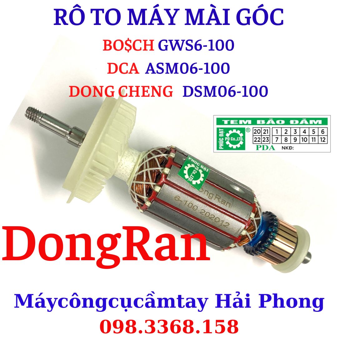 Rô to máy mày góc dùng cho 'Bo$ch' mod.'GWS6-100' , cho 'DCA' mod."ASM03-100A' , , cho 'DongCheng' mod."DSM03-100A' ... Hiệu DONGRAN