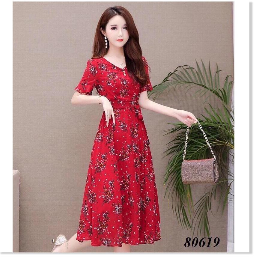 Đầm xòe hoa nhí tay ngắn sang trọng