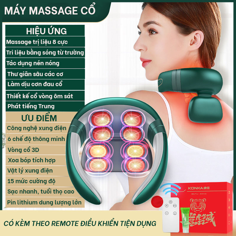 Máy Massage Cổ Vai Gáy Thông Minh Giảm Đau, Mỏi Cổ Với 4 Đầu Massage, Sưởi Ấm Xung Điện, 6 Chế Độ, Hỗ Trợ Giảm Đau Nhức, Căng Cơ-Màu Xanh