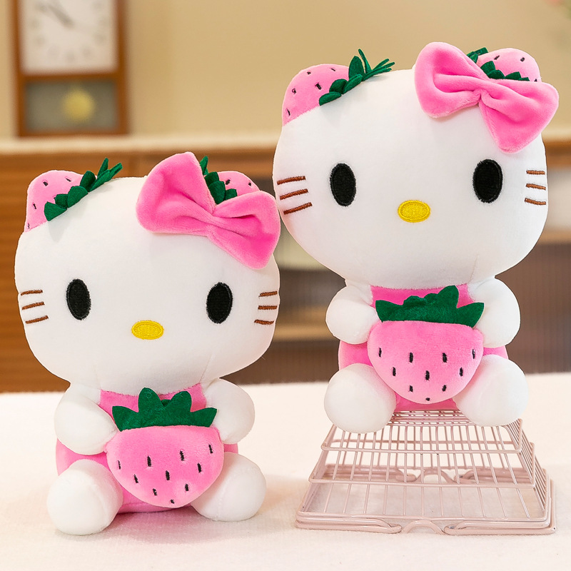 Gấu Bông Mèo Kitty Ôm Dâu Tây Siêu Hot Siêu Cưng (22cm---&gt;50cm) Hàng Cao Cấp Loại 1 Chất Lượng Cao, An Toàn Cho Trẻ Nhỏ