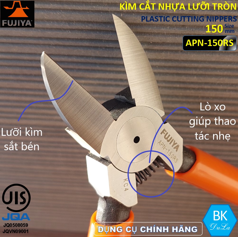 Kìm cắt nhựa lưỡi tròn 6 inch/ 150mm Fujiya APN-150RS GENUINE  Công nghệ Nhật Bản- Kìm cắt bavia