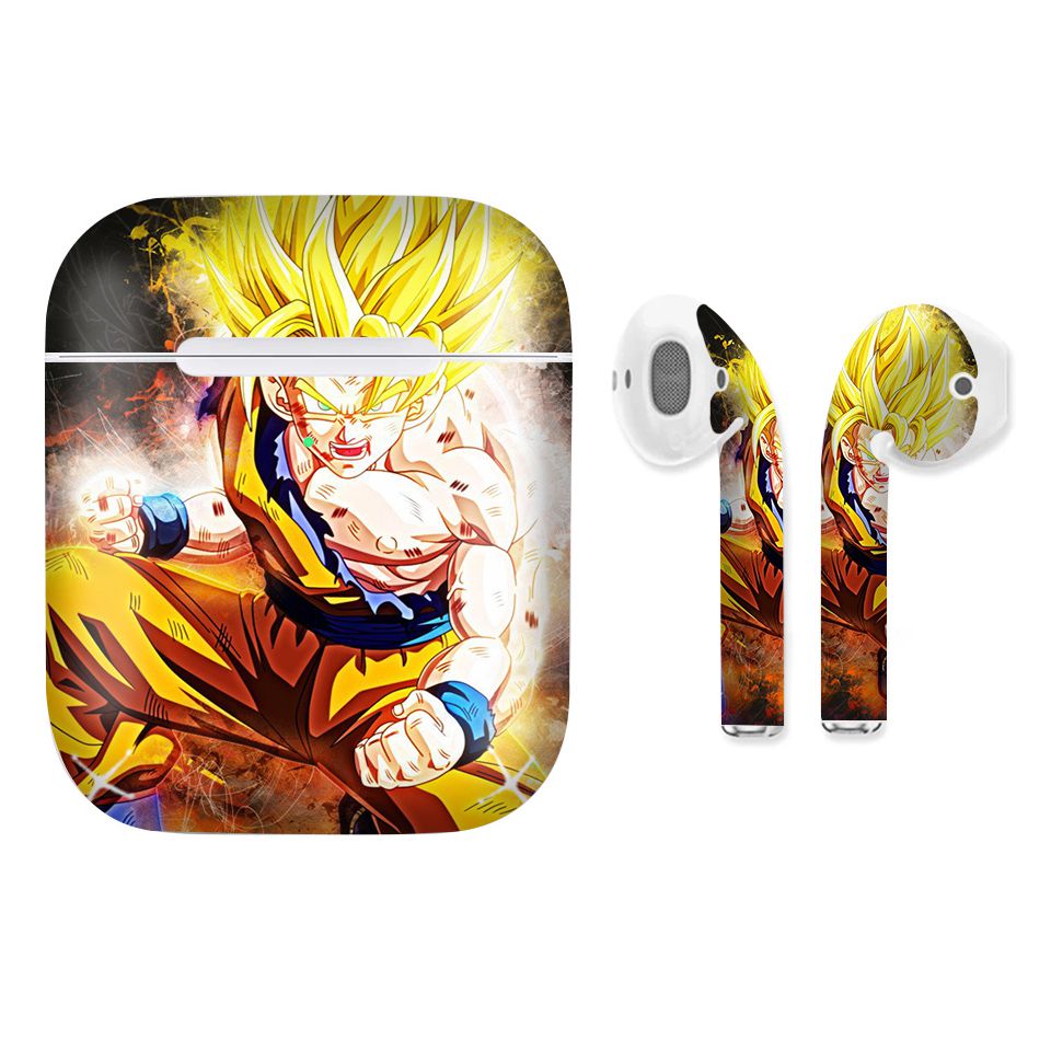 Miếng dán skin chống bẩn cho tai nghe AirPods in hình Dragon Ball - Goku Super Saiyan 2 - 7vnr78 (bản không dây 1 và 2)