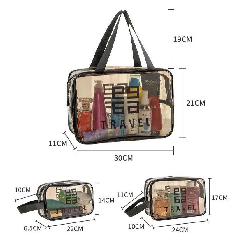 Túi đựng mỹ phẩm du lịch có quai xách mini trong suốt, Túi đựng đồ trang điểm makup chống nước - Chính Hãng