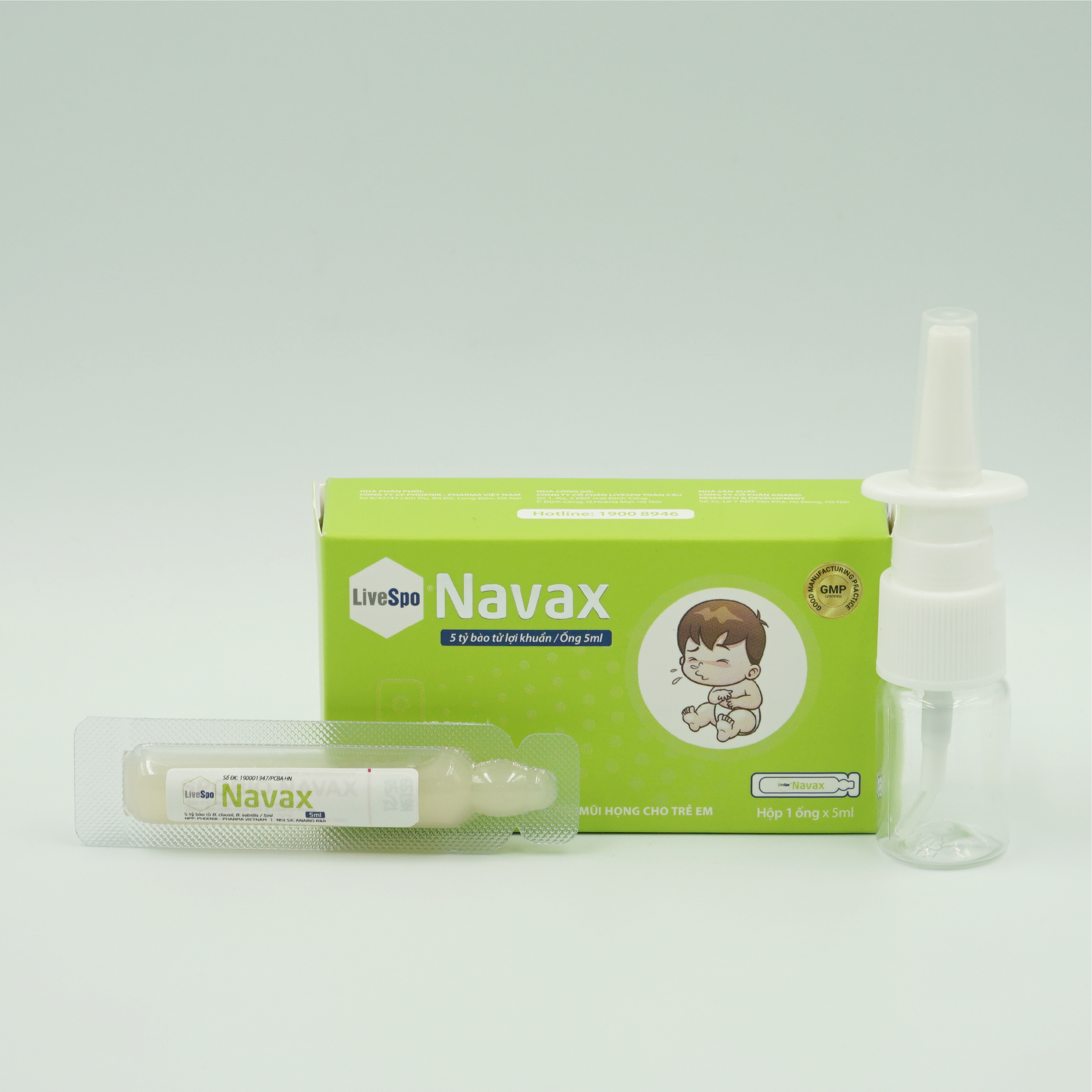 combo 3 hộp kèm xịt bào tử lợi khuẩn Lợi khuẩn Livespo Navax vệ sinh và ngừa viêm tai, mũi, họng bảo vệ và phục hồi niêm mạc mũi của trẻ