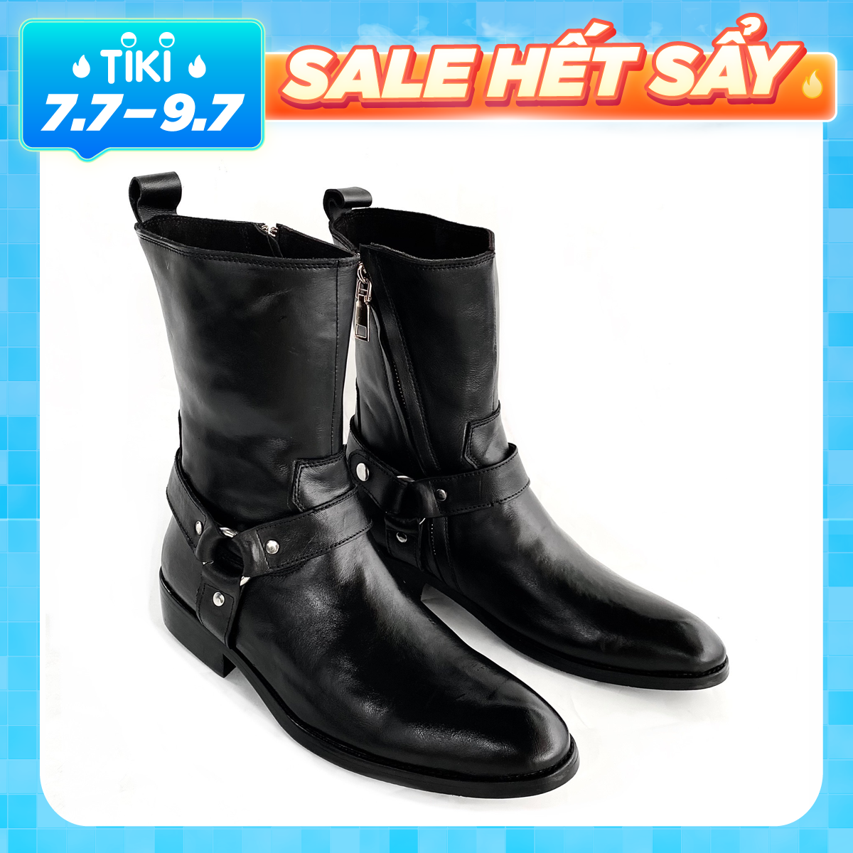 Giày Chelsea da bò thật TEFOSS HT657 cao cổ nam Harness Boot cao cấp thời trang size 38-44