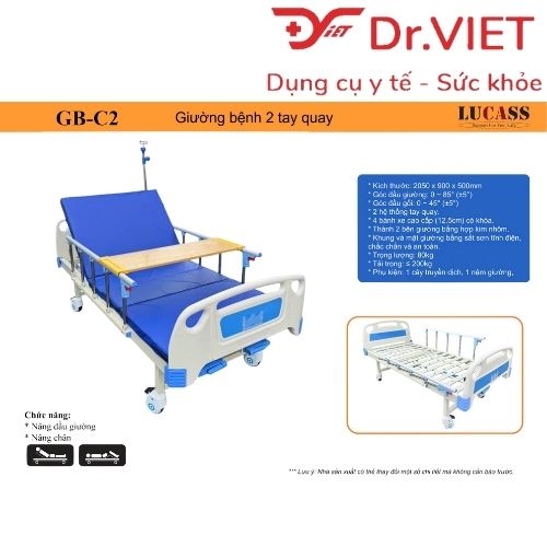Giường bệnh 2 tay quay LUCASS GB-C2 (GB-9E)