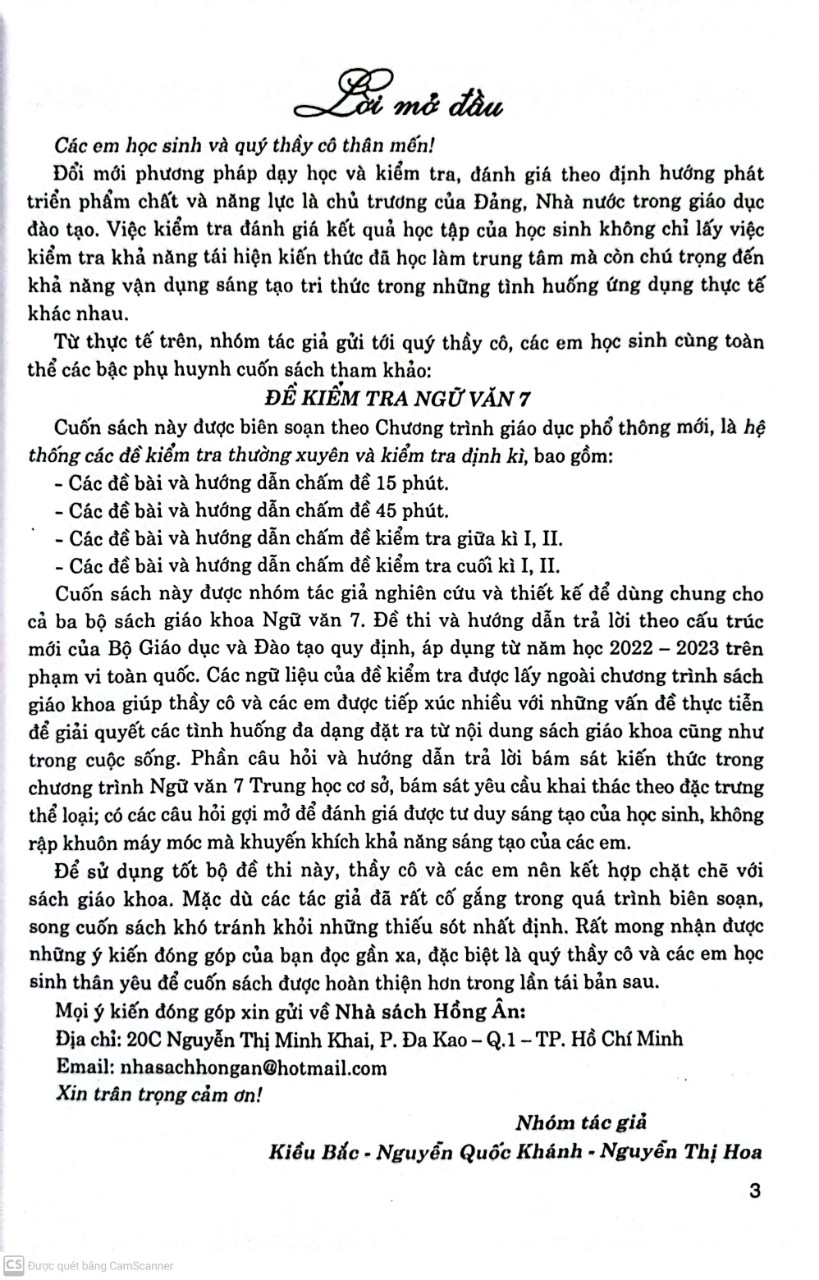 Đề Kiểm Tra Ngữ Văn 7 - 15 Phút - Giữa Kì - Cuối Kì (Dùng Chung SGK Hiện Hành )