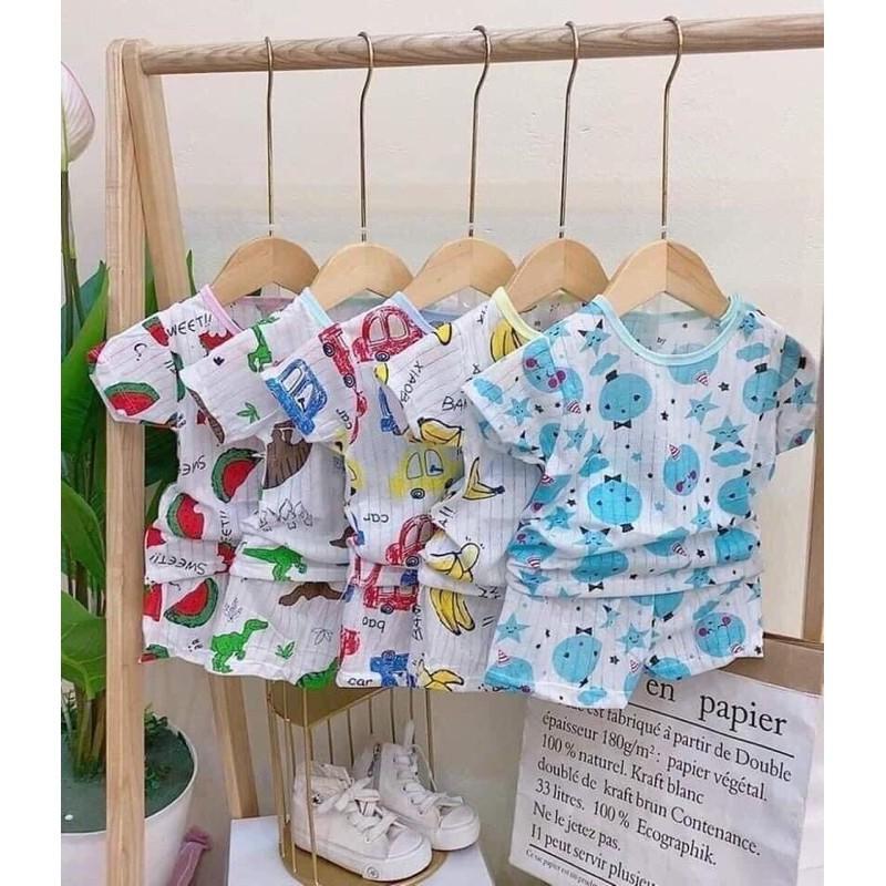 combo 2 bộ CỘC TAY cotton giấy cài cúc vai cho bé 4-15kg