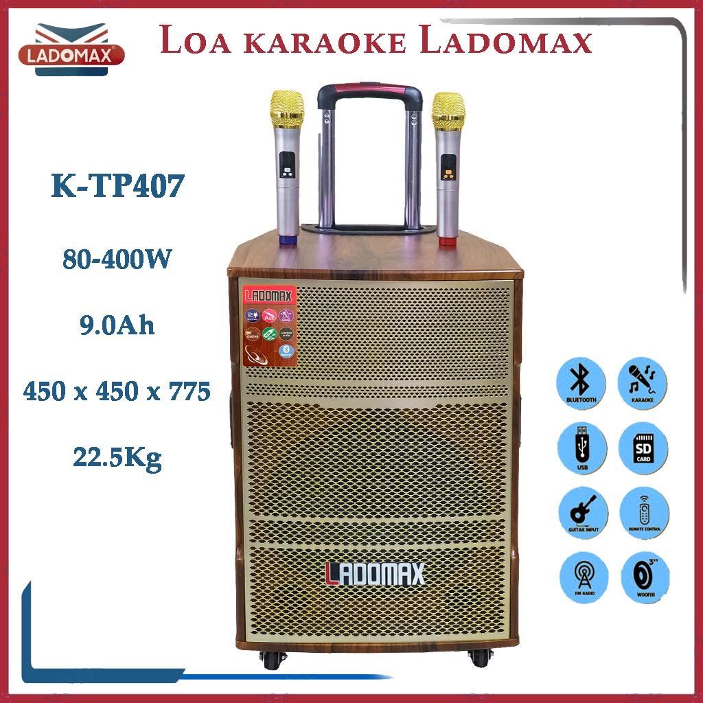 Loa Kraoke Bluetooth Ladomax K-TP407 - 400W kèm 2 mic cao cấp - Âm thanh sống động