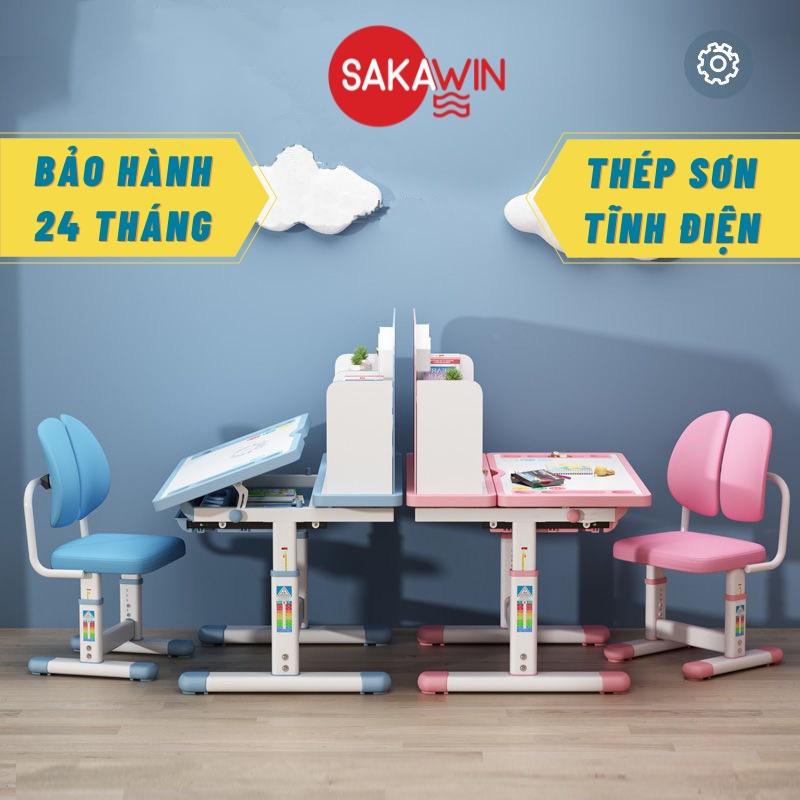 Bộ Bàn học cho bé kèm giá sách Sakawin A16, Chống gù chống cận thông minh, độ tuổi từ 3 tuổi tới lớn, Giá nhập