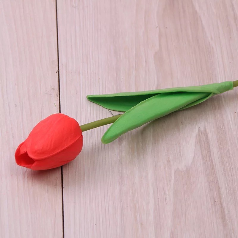 Chùm Hoa Lụa giả 9 Bông Hoa TuLip màu Cam