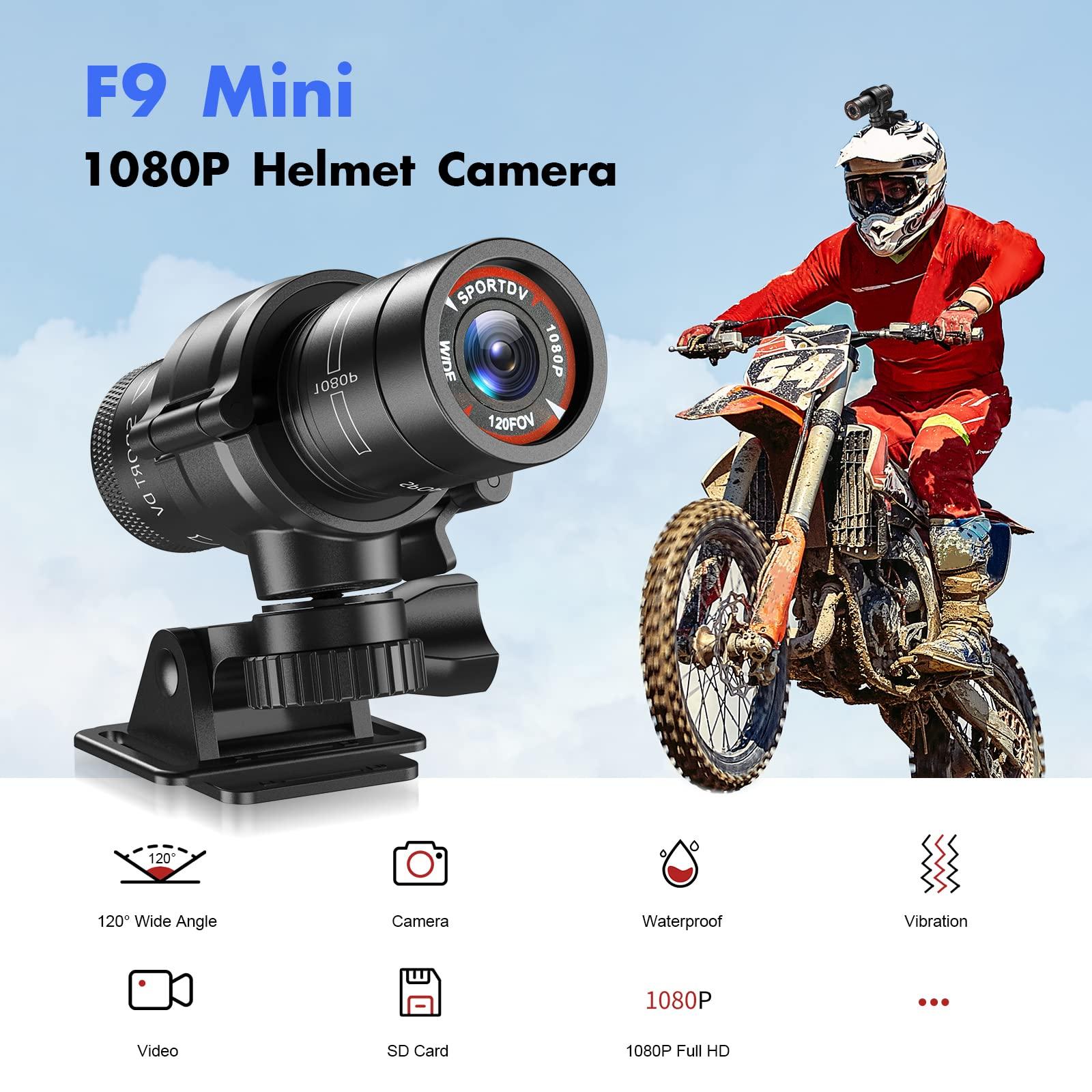 F9 Action Camera HD 1080p Bike Motorcycle Mũ bảo hiểm máy quay ngoài trời DV Video DVR Audio Recorder Dash Dash