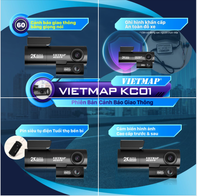 Vietmap KC01 - Camera hành trình ô tô Cảnh báo biển báo/camera giao thông bằng giọng nói - Hàng chính hãng