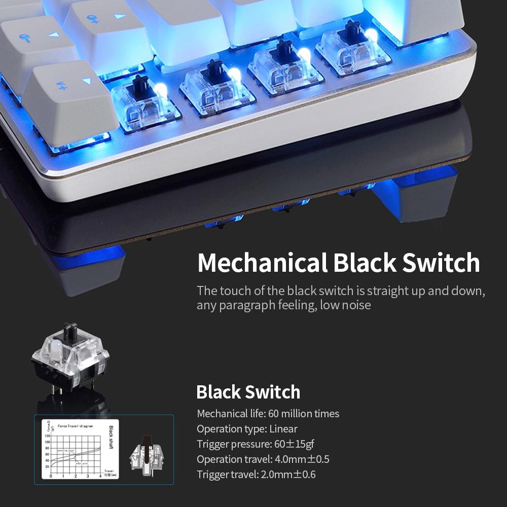 Bàn phím cơ Ajazz AK33 82 Phím BT & chế độ kép có dây USB Đèn nền đơn sắc phù hợp với văn phòng chơi game - Màu trắng
