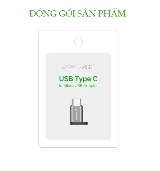 Ugreen UG50551US278TK Màu Đen Đầu chuyển đổi MICRO USB sang TYPE C hỗ trợ OTG - HÀNG CHÍNH HÃNG