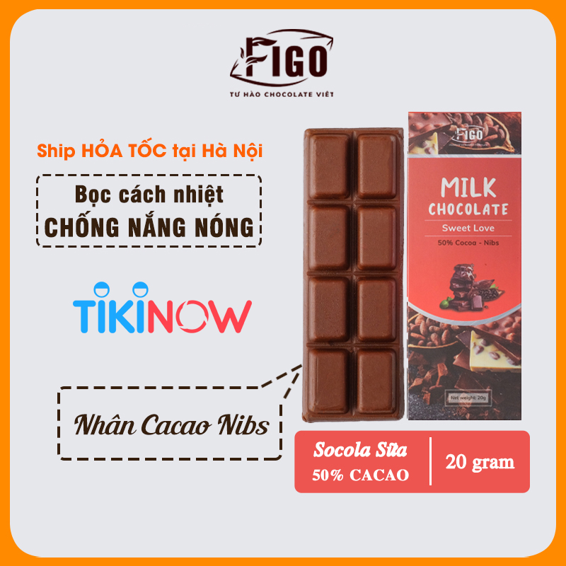 [ƯU ĐÃI] 15 Hộp Socola sữa 50% Cacao MIX ĐỦ 7 VỊ FIGO | Milk Chocolate 50% Cacao 20gr