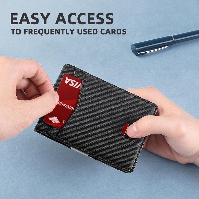 Money Clip Wallet - Ví kẹp tiền da nam đựng thẻ Carbon RFID tối đa đến 15 thẻ