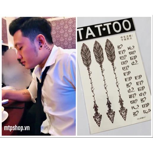 Hình xăm dán bắp tay chữ xinh 15x21cm- mua 2 tấm tặng 10x20cm, mua 3 tấm tặng đồng size