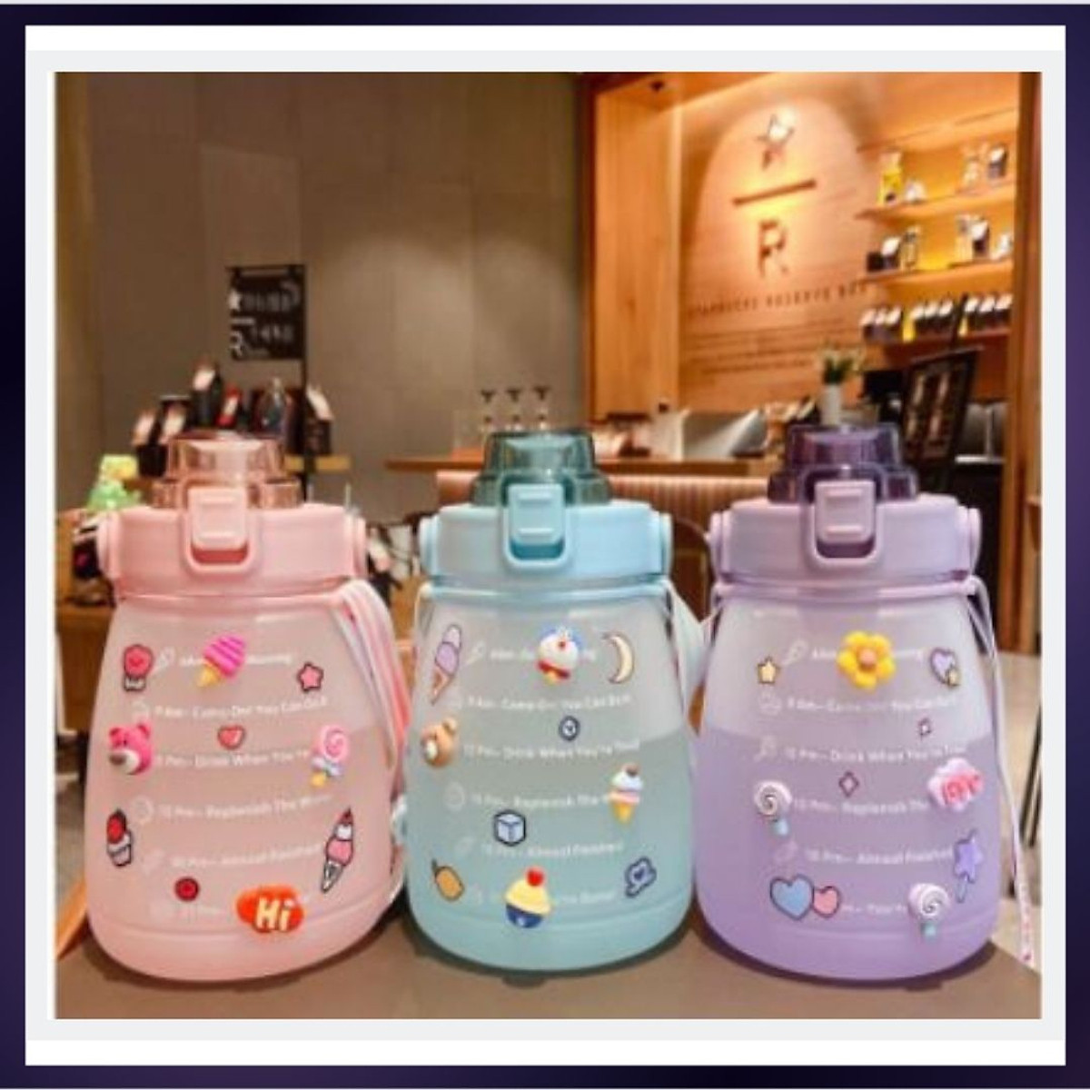 Bình nước thể thao 1,4 lít màu cầu vòng có tặng kèm sticker
