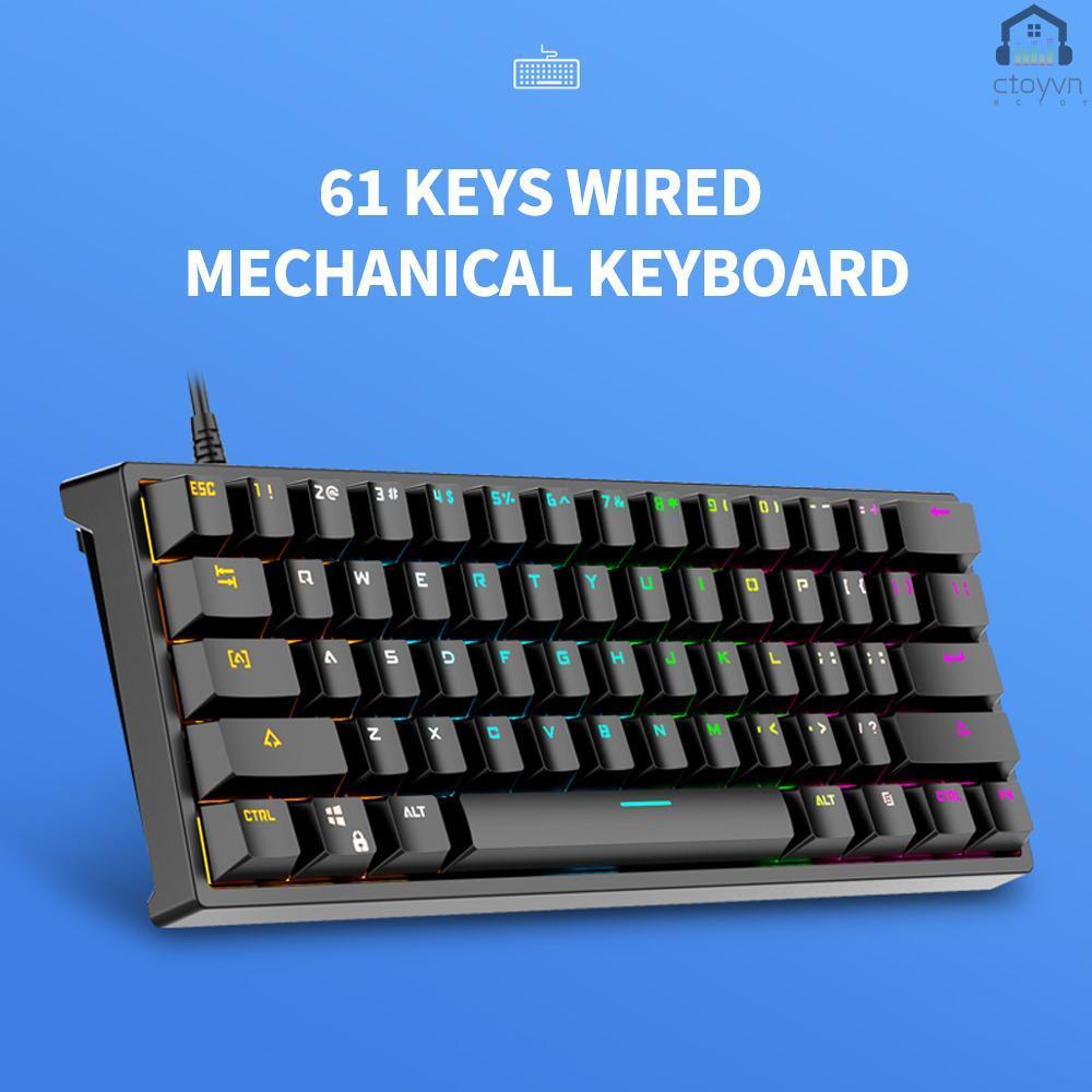 BAJEAL G101 61 Keys Wired Mechanical Keyboard RGB Backlight Keyboard PBT Two-color Injection Keycap Mechanical Blue Switch Black