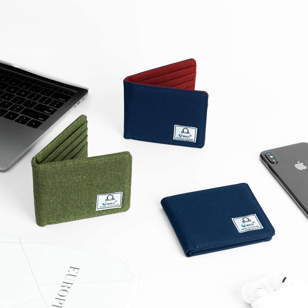 Ví tiền bóp nam nữ chất liệu vải canvas gấp ngang chống nước thương hiệu SWAN