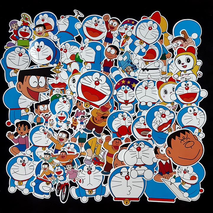 Bộ Sticker dán cao cấp chủ đề DORAEMON VÀ NHỮNG NGƯỜI BẠN - Dùng dán Xe, dán mũ bảo hiểm, dán Laptop