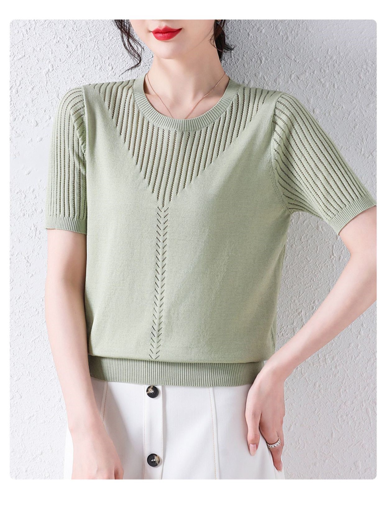 Áo Len Dệt Kim Mỏng Ngắn Tay Mùa Hè AL104 - Hàng Quảng Châu Cao Cấp