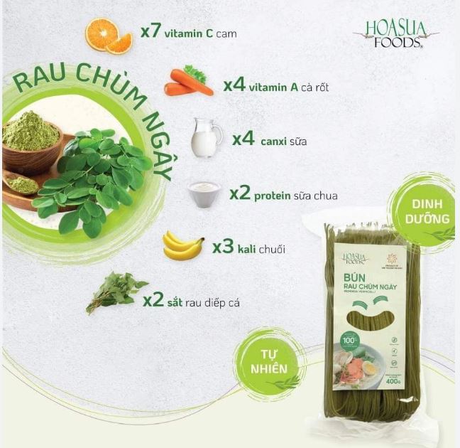 Bún chùm ngây Hoa Sữa  Foods túi 400g - thơm ngon, dinh dưỡng, cung cấp chất xơ, eatclean, healthy, giảm cân