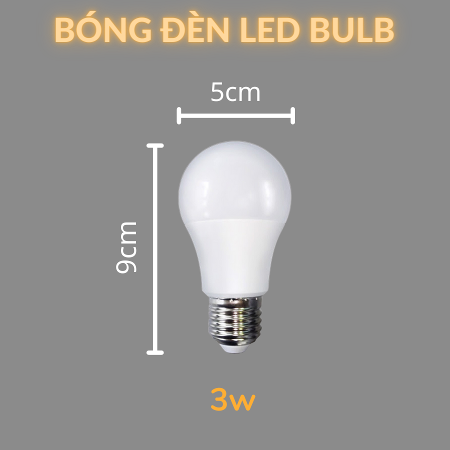 Combo Bóng Đèn Led Bulb HUTA 3w Đuôi E27, Tiết Kiệm Điện, Chống Nước, Ánh Sáng Trắng/Vàng, Trang Trí Quán Cà Phê, Nhà Hàng