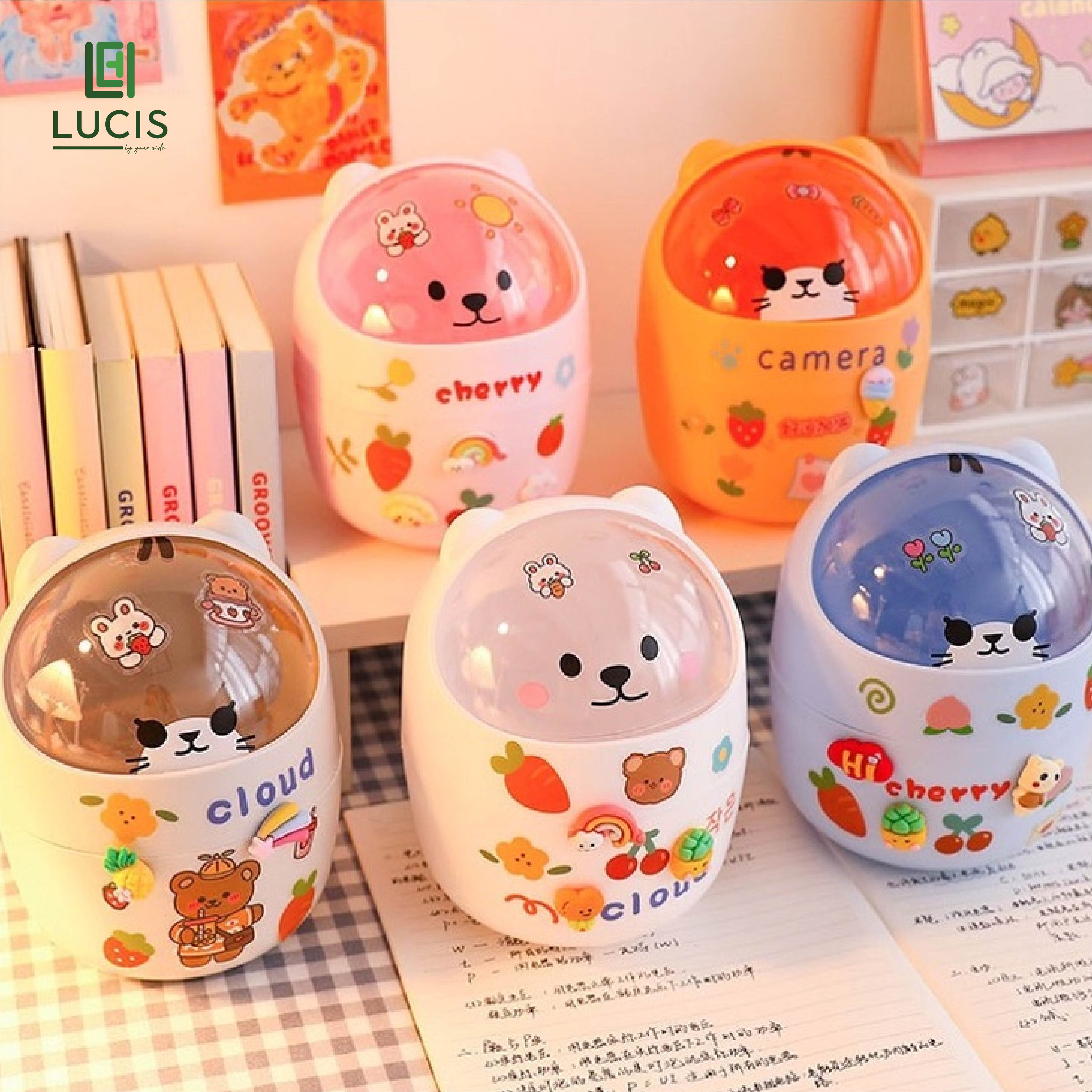 Thùng Rác Mini Con Mèo Để Bàn Đựng Đồ Nhỏ Dễ Thương LUCIS