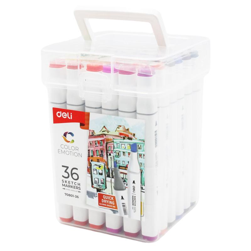 Hộp 36 Bút Dạ Màu 2 Đầu Sketch Marker - Deli 70801-36