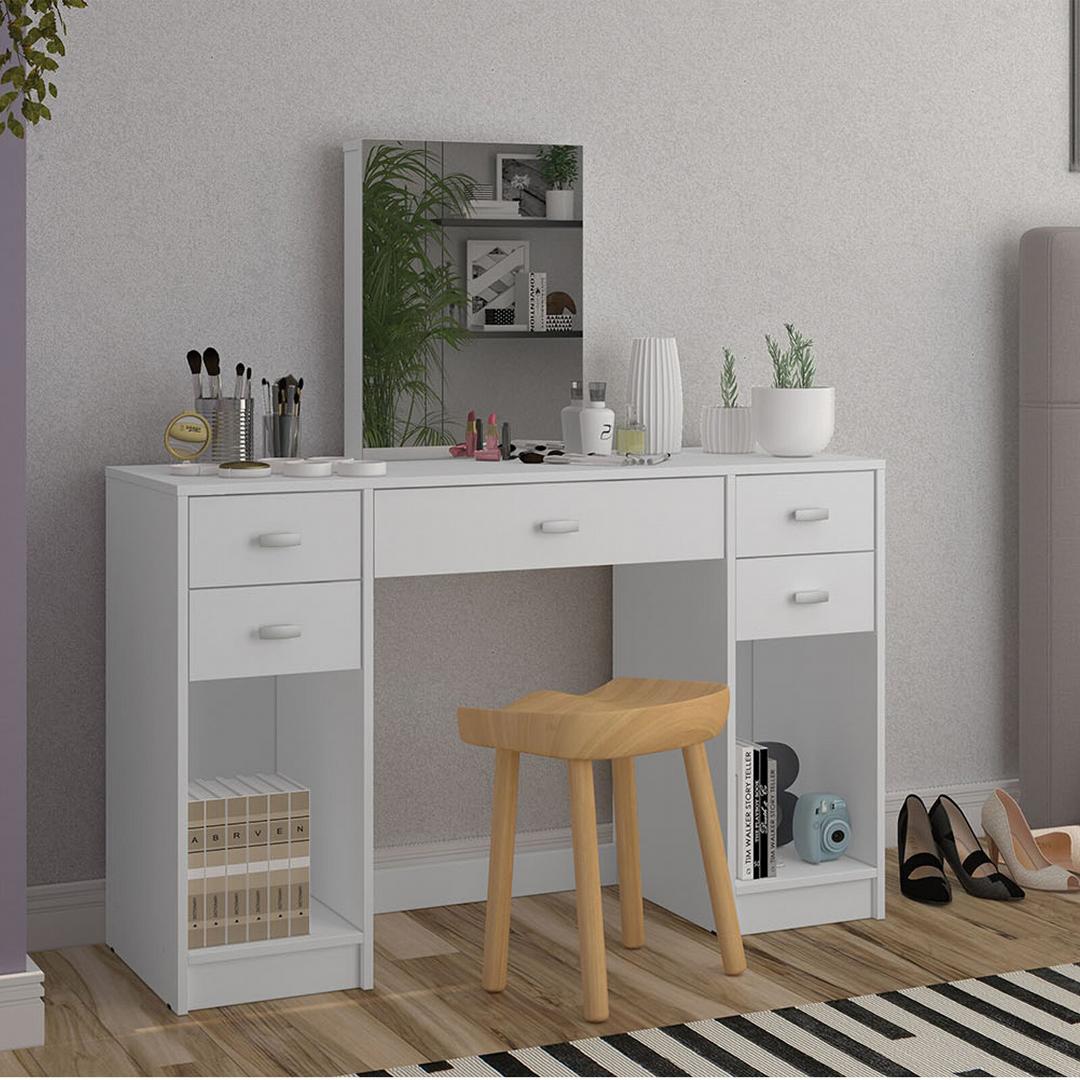 Bàn trang điểm gỗ hiện đại SMLIFE Margot | Gỗ MDF dày 17mm chống ẩm | D120xR45xC140cm